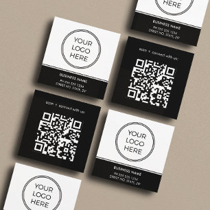 Basic Black Business Logo QR-Code Quadratische Visitenkarte