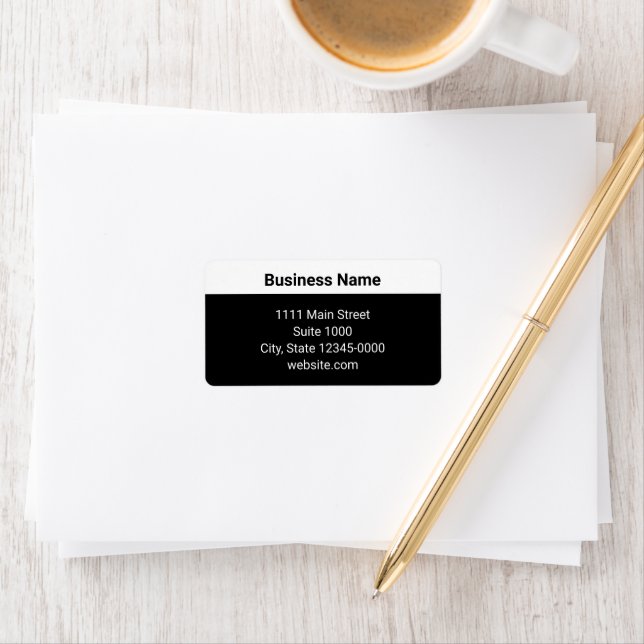 Basic Black White Business Website Return Address Adressaufkleber (Insitu)