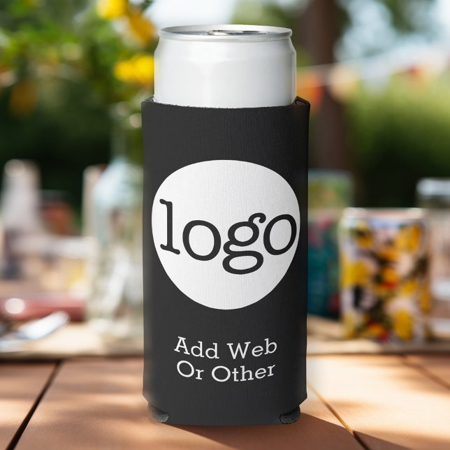 Basic Business oder Office Logo Werbung schwarz Selters Dosenkühler (Add Your Logo to this promotional can cooler - no minimum order required!)