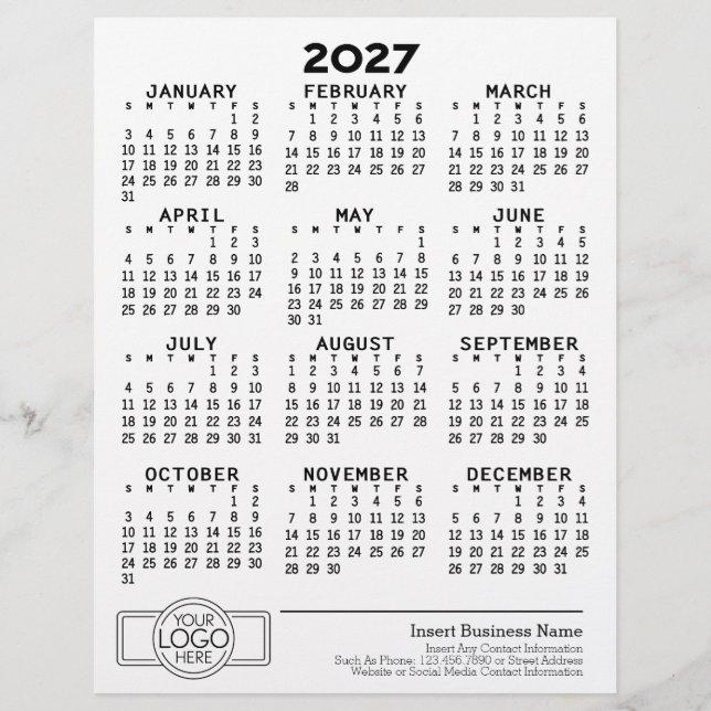 Basic Business Office-Logo mit Kalender Briefbogen (Vorderseite)