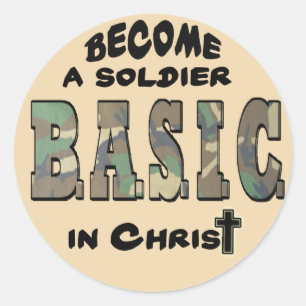 BASIC CHRISTLICH ACRONYM - SOLDIER IN CHRIST RUNDER AUFKLEBER