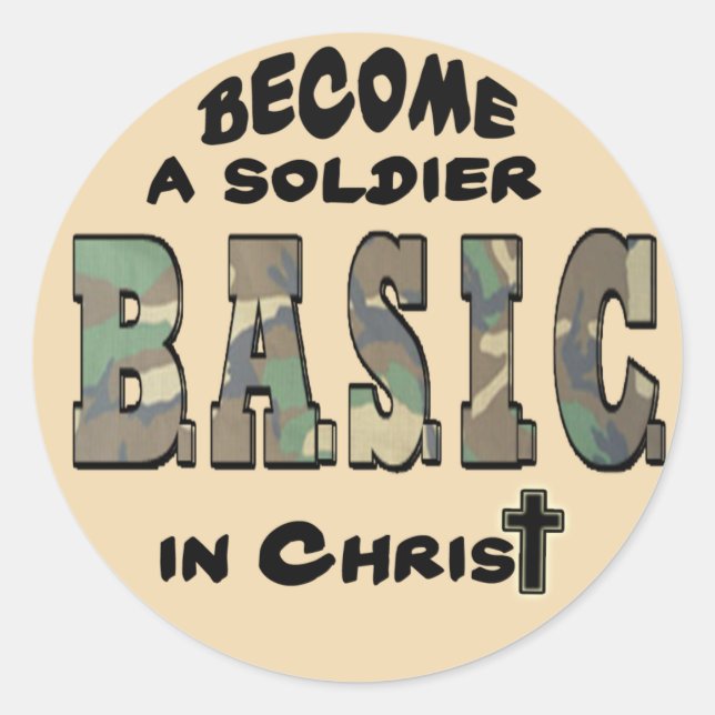 BASIC CHRISTLICH ACRONYM - SOLDIER IN CHRIST RUNDER AUFKLEBER (Vorderseite)