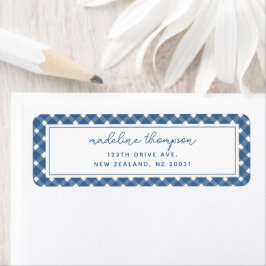 Basic Gingham Light Navy Blue Address Label