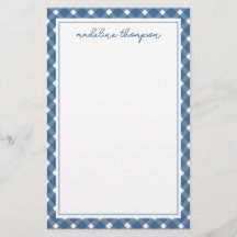 Basic Gingham Light Navy Blue Border Notepad