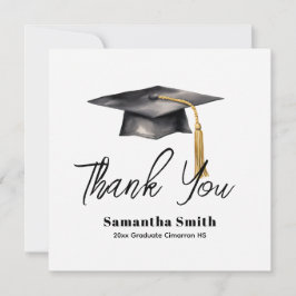 Basic Graduation Party Flat Thank You Card Dankeskarte