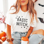Basic Hexe Modern Womens Halloween Tri-Blend Shirt<br><div class="desc">"Basic Hexe" lustiger,  weißer Halloween-T - Shirt mit einem modernen und schlichten schwarzen Typografie-Design mit sternförmigen Akzenten.</div>