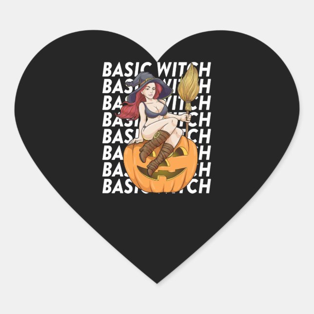 Basic Hexenkostüm Funny Sarcastic Herz-Aufkleber (Vorderseite)
