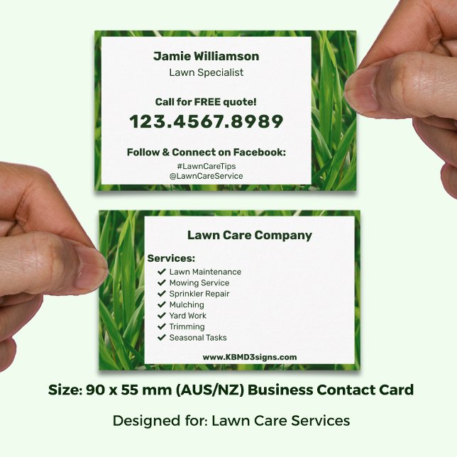 Basic List Call to Action Garden Maintenance Visitenkarte (Basic List Call to Action Garden Maintenance Business Card; size: 90 x 55 mm (AUS/NZ))