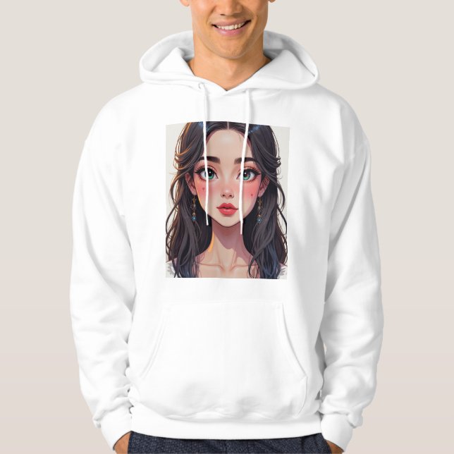 Basic men's sweatshirt with a cartoon-style girl (Vorderseite)