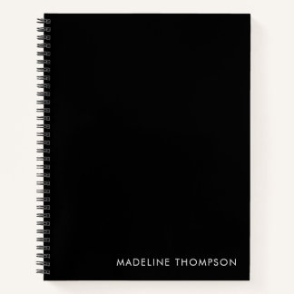 Basic Minimalistisch Schlicht Black Name Spiral No Notizbuch