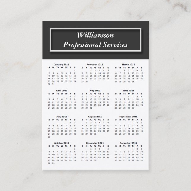 Basic mit Dunkelgrau 2011 CALENDAR Business Cards Visitenkarte (Vorderseite)