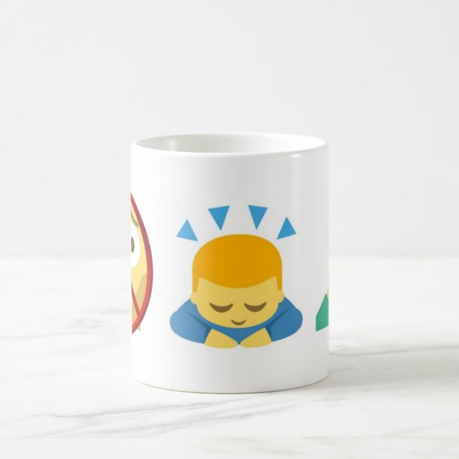 Basic Mug Emoji: No Fear, Bow Down, Pray Kaffeetasse (Mittel)
