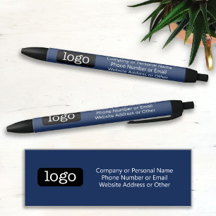 Basic Office Business Logo - 3 Zeilen Text NAVY - Kugelschreiber
