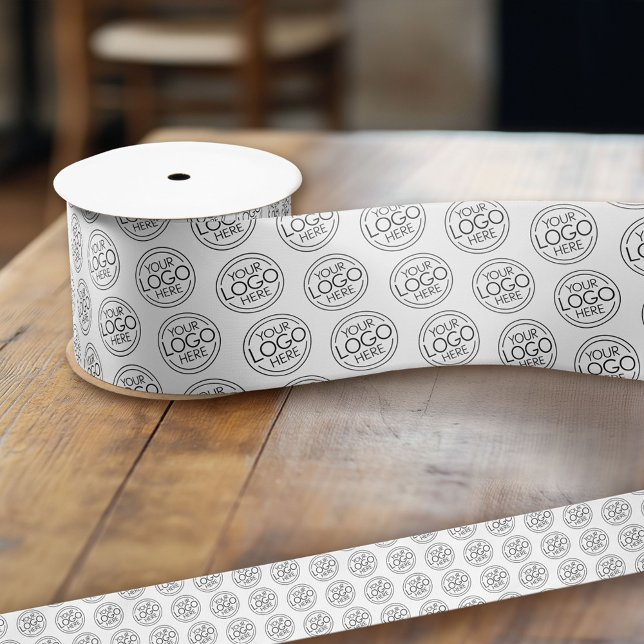 Basic Office-Firmenlogo mit Kontaktinformationen Satinband (Custom Ribbon - Add your logo for business branding and choose a size)