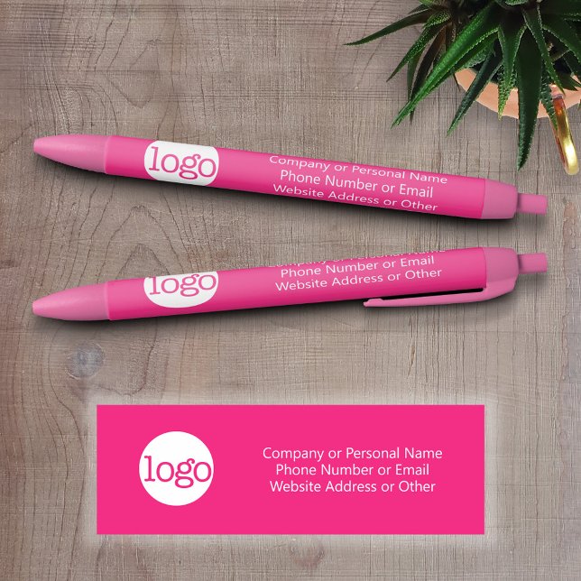 Basic Office-Firmenlogo und Text KÖNNEN Pink BEARB Kugelschreiber (Promotional Writing Pens with a Logo and Business Branding)