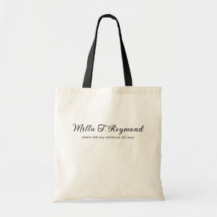Basic Script Name Natural Tote Bag Tragetasche