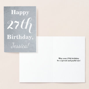 Basic Silver Foil "Happy 27 th Birthday" + Name Folienkarte