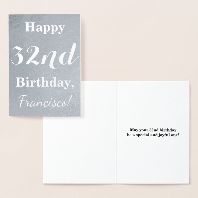 Basic Silver Foil "Happy 32 nd Birthday" + Name Folienkarte (Anzeige)