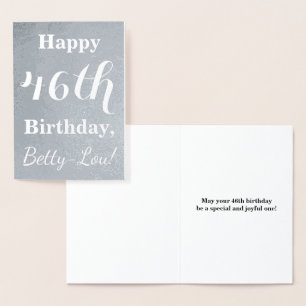 Basic Silver Foil "Happy 46th Birthday" + Name Folienkarte