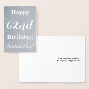 Basic Silver Foil "Happy 62nd Birthday" + Name Folienkarte