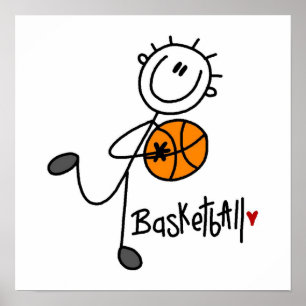 Basic Strichmännchen Basketball T - Shirt und Gesc Poster