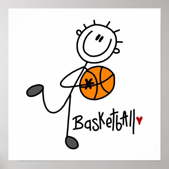Basic Strichmännchen Basketball T - Shirt und Gesc Poster (Vorne)