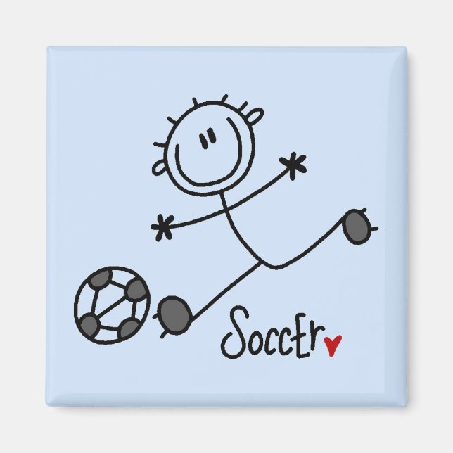 Basic Strichmännchen Soccer T - Shirt und Geschenk Magnet (Vorne)
