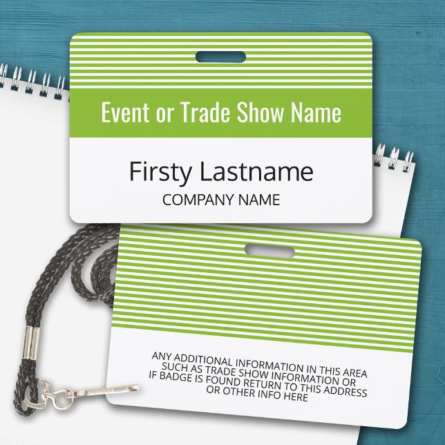 Basic Trade Show mit Name und Firma - Streifen Ausweis (Personalized Name Badge with for Trade Show)