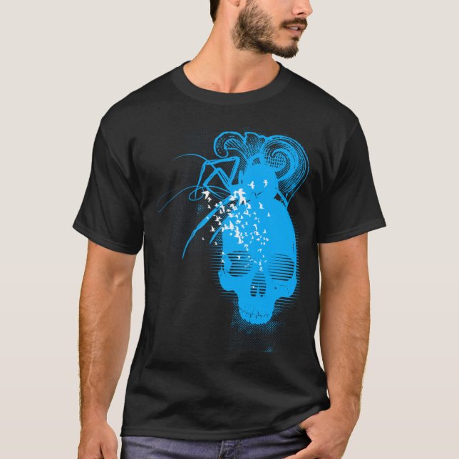 BasicBlk SpiderSkull (SkyBlue) T-Shirt (Vorderseite)