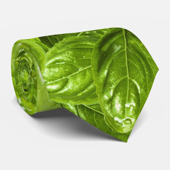 Basil Blätter Pattern Neck Tie Krawatte (Gerollt)