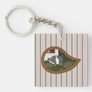 Basil das Schwein Acryl-Schlüsselanhänger Schlüsselanhänger