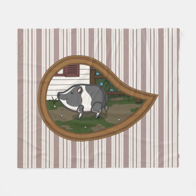Basil das Schwein Fleece-Decke Fleecedecke (Vorderseite (Horizontal))