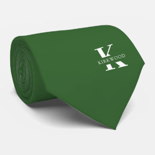 Basil Green Elegant Monogram + Name Krawatte
