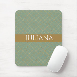 Basil Green Gold Quatrefolie Personalisiert Mousepad