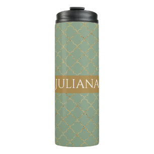 Basil Green Gold Quatrefolie Personalisiert Thermosbecher