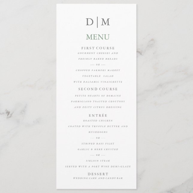 Basil Green Menu Menükarte (Vorderseite)