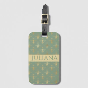 Basil Green und Gold Queen Bee Luggage Tag Gepäckanhänger
