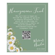 Basil Green & White Daisies Honeymoon Fund Poster