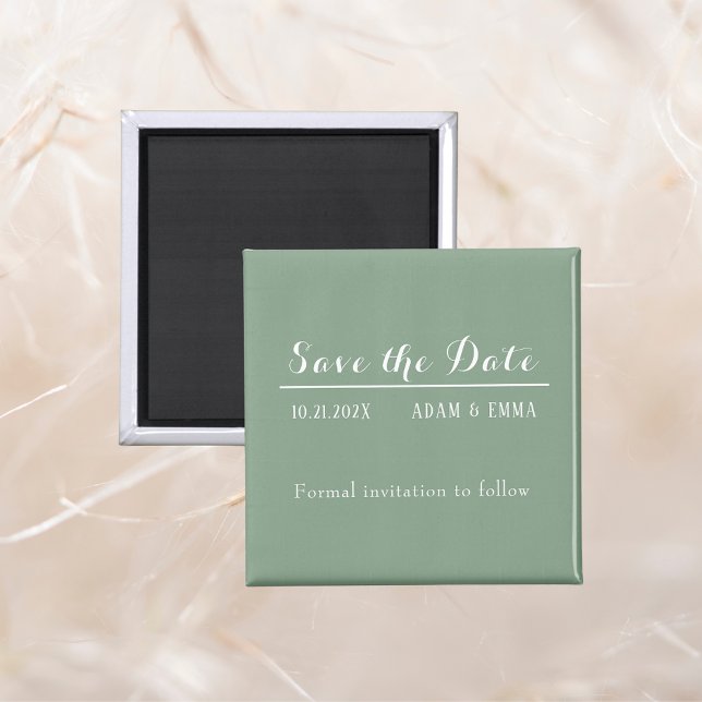 Basil Green & White Save the Date Magnet (Von Creator hochgeladen)