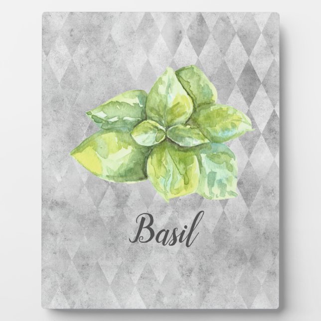 Basil Herb Watercolor Illustration Fotoplatte (Vorderseite)