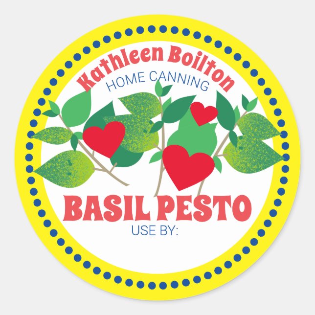 Basil pesto herzen italienisch Zuhause canning Runder Aufkleber (Vorderseite)