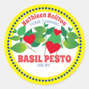 Basil pesto herzen italienisch Zuhause canning Runder Aufkleber