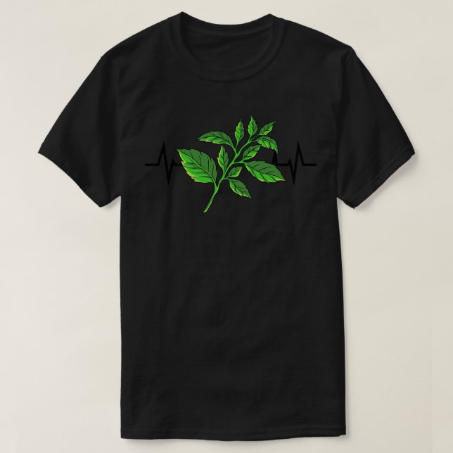 Basil Pflanze Heartbeat T-Shirt (Design vorne)
