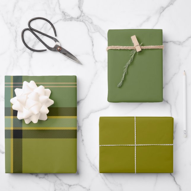 Basil & Sage Geschenkpapier-Set mit 3 flachen Böge Geschenkpapier Set (Vorderseite)