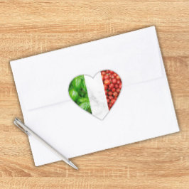 Basil White Marble and Tomato Italian Flag Herz-Aufkleber