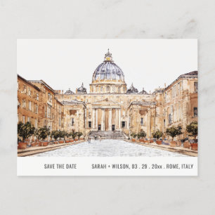 Basilica Rom - Italien Wasserfarbe Save the Date Postkarte
