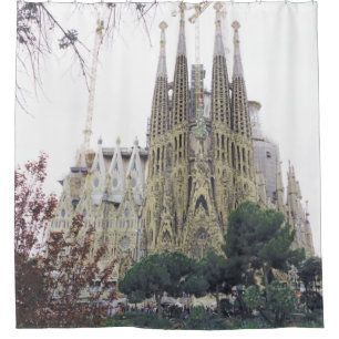 "Basilica Sagrada Familia in Barcelona, Spanien" Duschvorhang