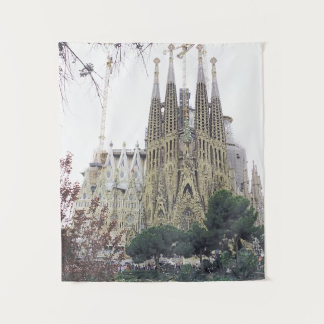 "Basilica Sagrada Familia in Barcelona, Spanien" Wandteppich (Vorderseite)