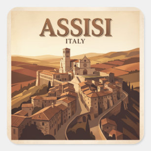 Basilika des Heiligen Franz von Assisi Italien Quadratischer Aufkleber