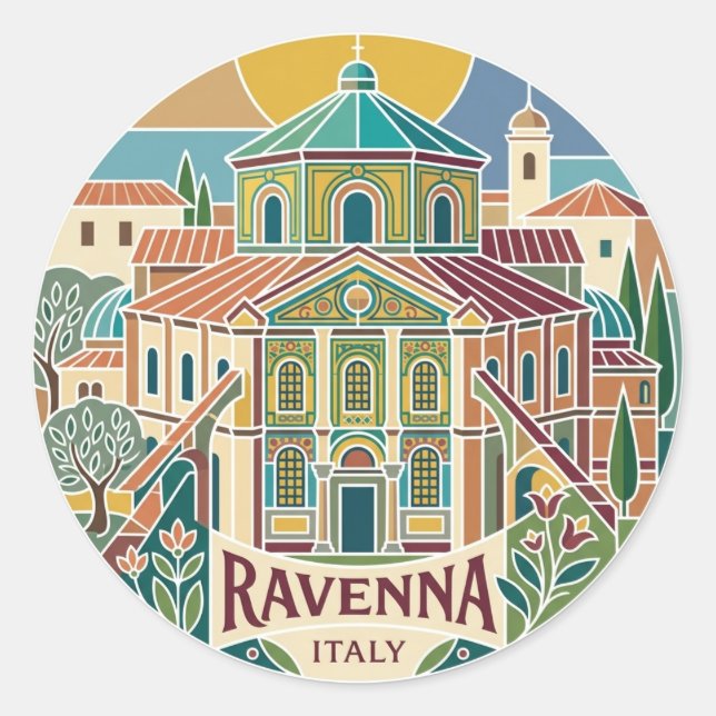 Basilika San Vitale Italien Runder Aufkleber (Vorderseite)
